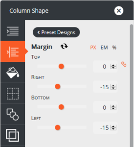 post and page builder advanced margin controls